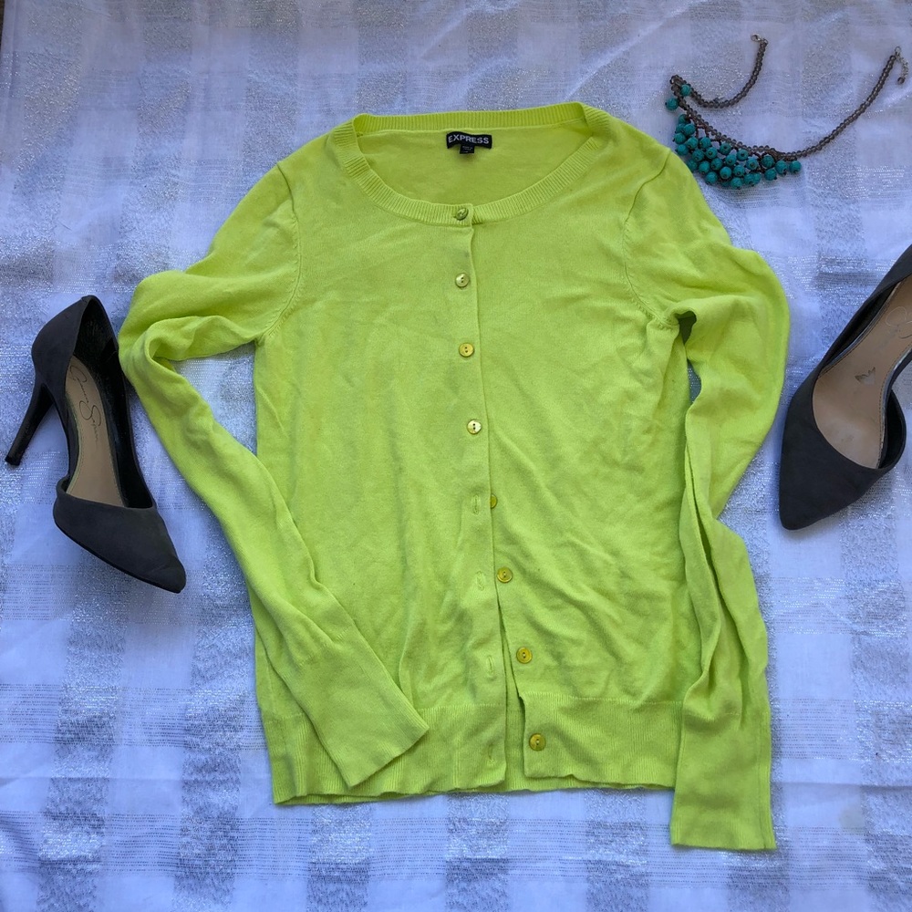 Express Bright Yellow Button Down Cardigan